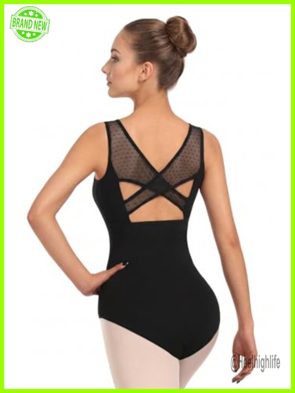 Women Ballet Dance Leotard, Sleeveless Tank with Crisscross Mesh Back